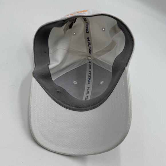 Under Armour UA Blitzing Cap Flex Hat White & Orange Mens Size L/XL Stretch Fit - Picture 7 of 12